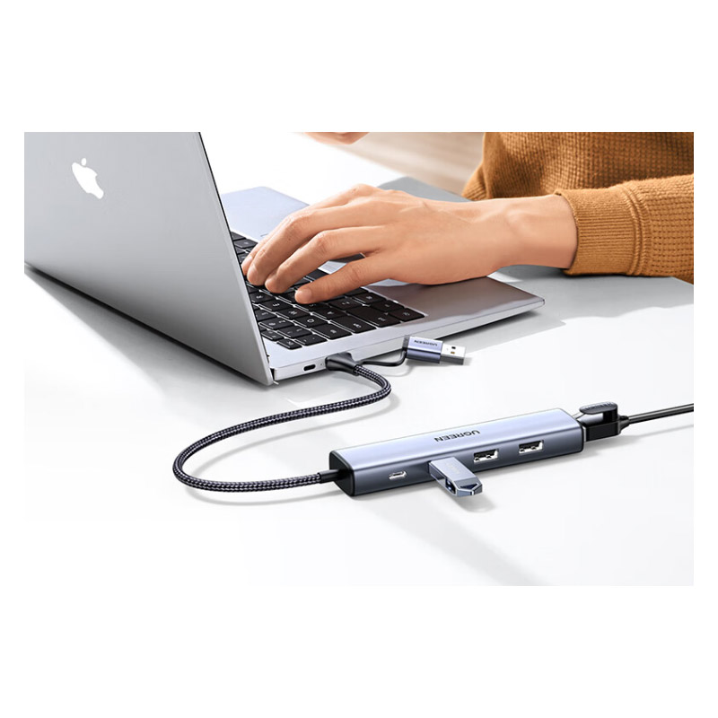 绿联 UGREEN 15623 USB3.0转千兆网口Type-C扩展坞双头分线器  计价单位:个