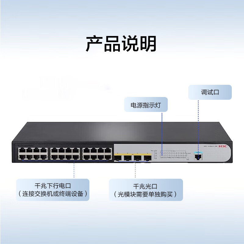 华三  S1850V2-28P-EI 交换机 24口千兆电+4千兆光纤口二层Web网管企业级 Vlan划分/图形化管理 计价单位:台