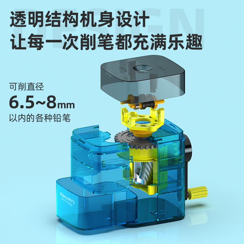 得力 deli 71162 自动进笔卷笔刀 竖式 透明红  计价单位:只