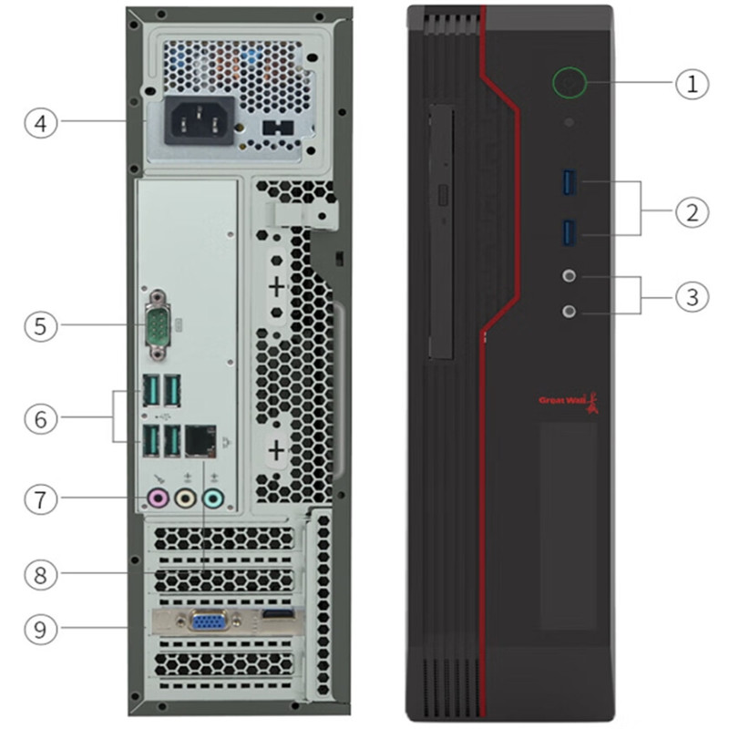 长城 GREATWALL 世恒TD120A2系列 台式计算机 飞腾 D2000 16GB 1TB 256GB 独立显卡 1G 麒麟 23.8英寸 计价单位:套