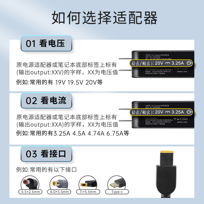 米瑞思 MRYC LXFH65-TYPEC 联想笔记本充电器65W Type-C电脑电源适配器20V3.25A Thinkpad X1/X270/E480便携款充电线 计价单位:个