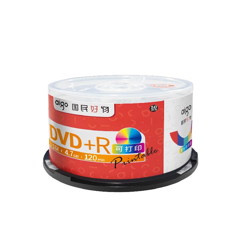 爱国者 aigo DVD+R 空白光盘  16速4.7GB 桶装 50片/桶  可打印 计价单位:桶