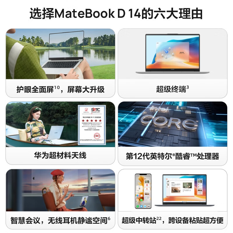 华为 HUAWEI MateBook D 14 笔记本电脑  12代酷睿版 i5 16G 512G 锐炬显卡 14英寸护眼全面屏 深空灰 计价单位:台