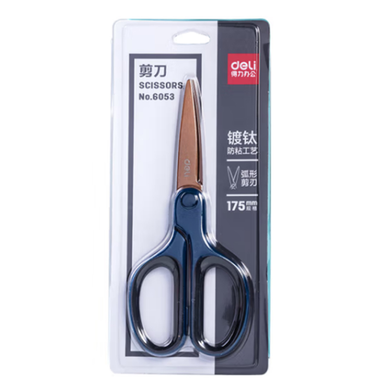 得力 deli 6053 镀钛剪刀 175mm  蓝色 计价单位:个