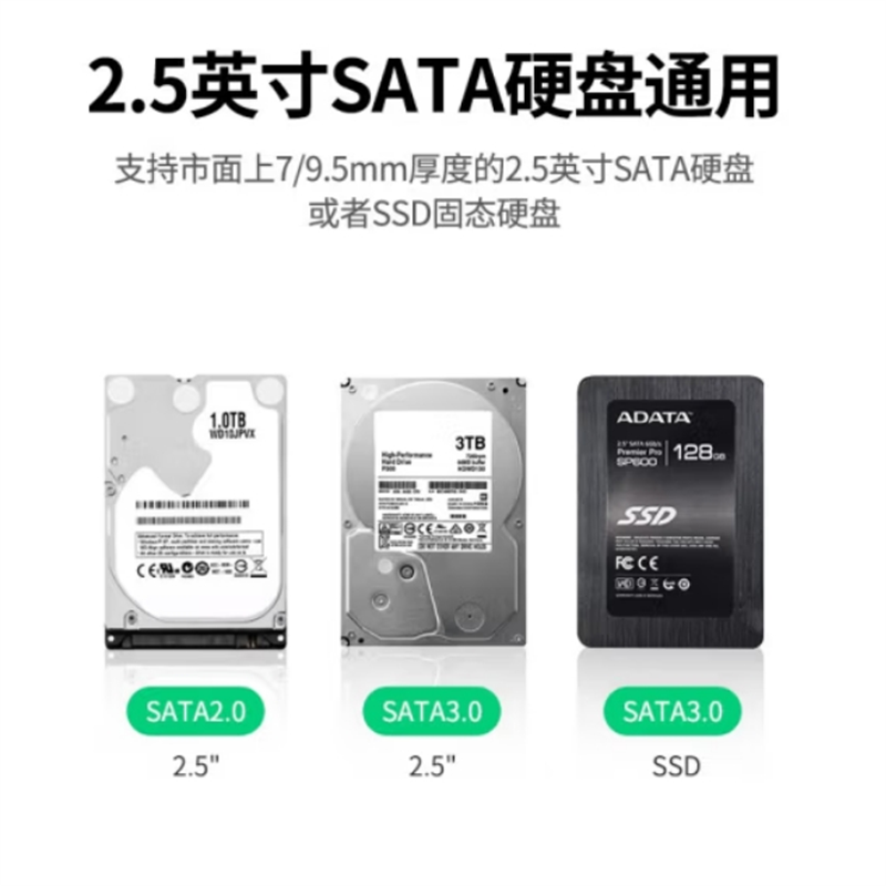 绿联 UGREEN US221 移动硬盘盒2.5英寸外置硬盘壳 USB3.0 配USB Type-C二合一线 计价单位:个