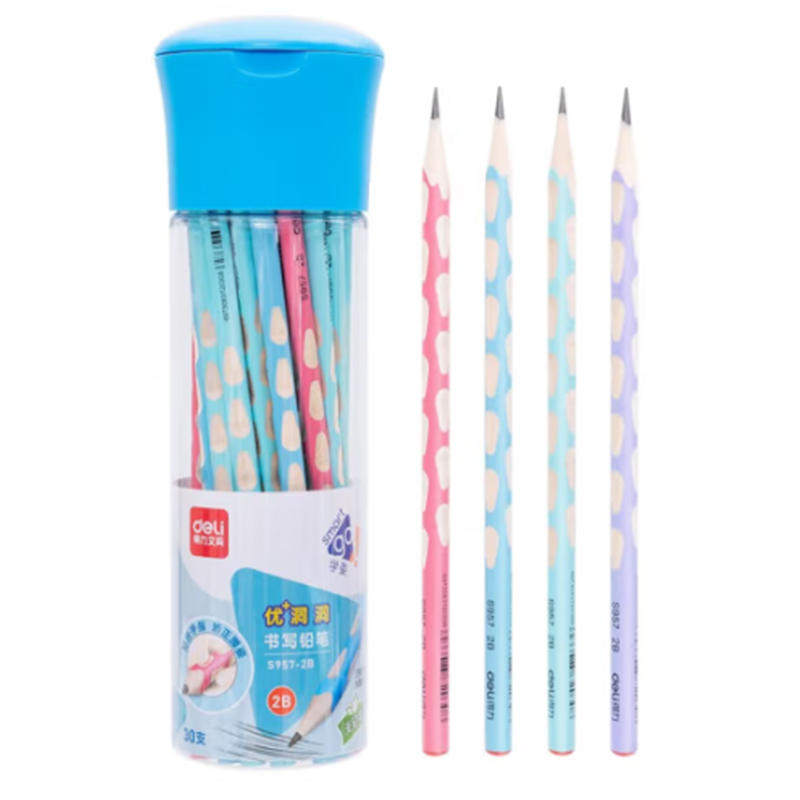 得力 deli S957-2B 洞洞书写铅笔 混色 30支/桶  计价单位:桶