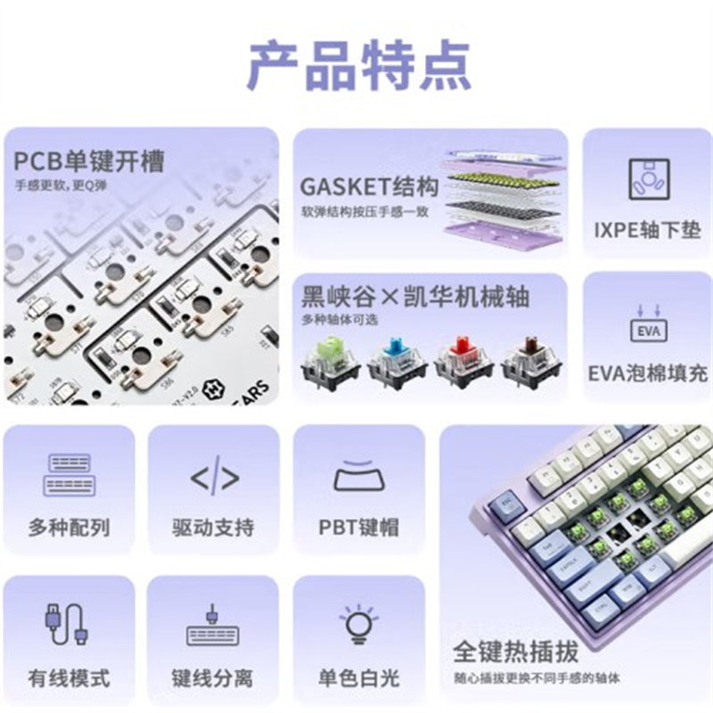 黑峡谷  M4 客制化机械键盘  99键PBT键帽 背光 漆瞳剪水 碧翠轴 计价单位:个 黑峡谷  M4 客制化机械键盘  99键PBT键帽 背光 漆瞳剪水 碧翠轴 计价单位:个