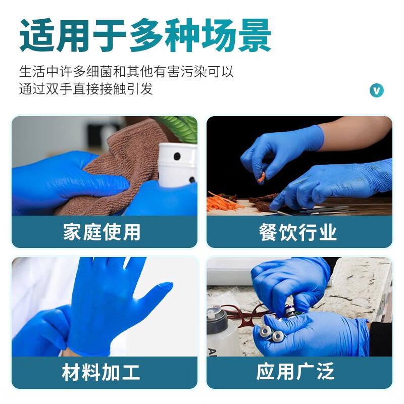 爱马斯 AMMEX 中号M码 丁晴手套 食品级 家务清洁厨房洗碗 耐用丁腈100只/盒 计价单位:盒