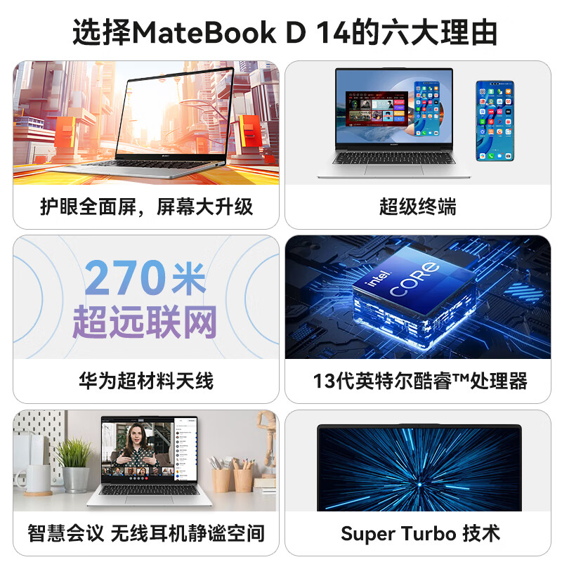 华为 HUAWEI MateBook D14 笔记本电脑  2024款14英寸  i5 12450H 16G 512GB 深空灰 计价单位:台