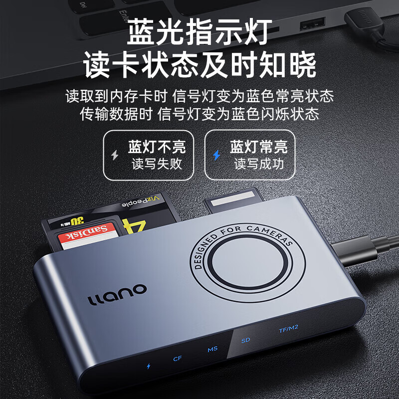 绿巨能  R305 读卡器 USB3.0 Type-C  支持SD/TF/CF/MS/M2   计价单位:个