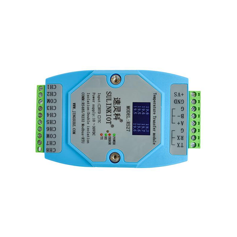 速灵科  RS27 热电阻 8路PT100 KRJSTEBN 温度变送 RS485/232 通信  计价单位:个