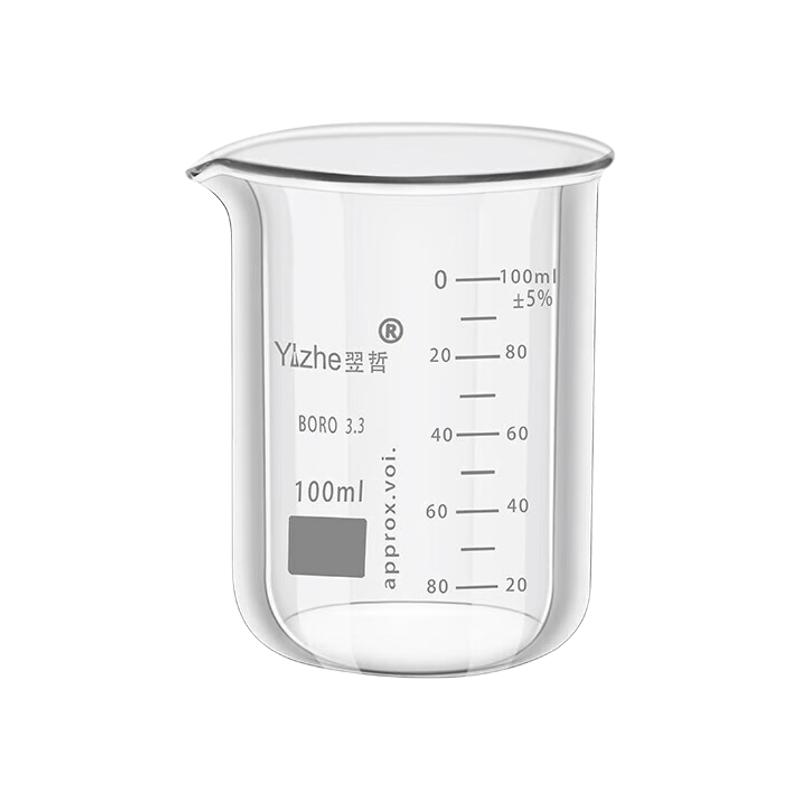 翌哲  100ml 玻璃烧杯 高硼硅加厚 带刻度低型 耐高温 计价单位:个