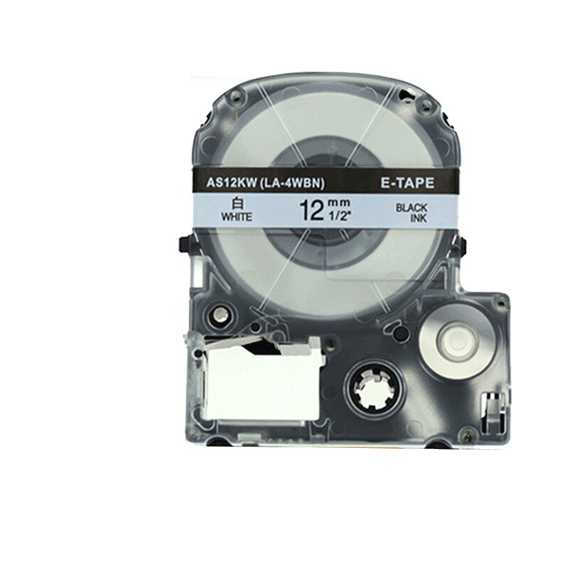 爱墨  AS12KW 不干胶标签打印纸 白底黑字 12mm 适用锦宫爱普生标签机 计价单位:卷
