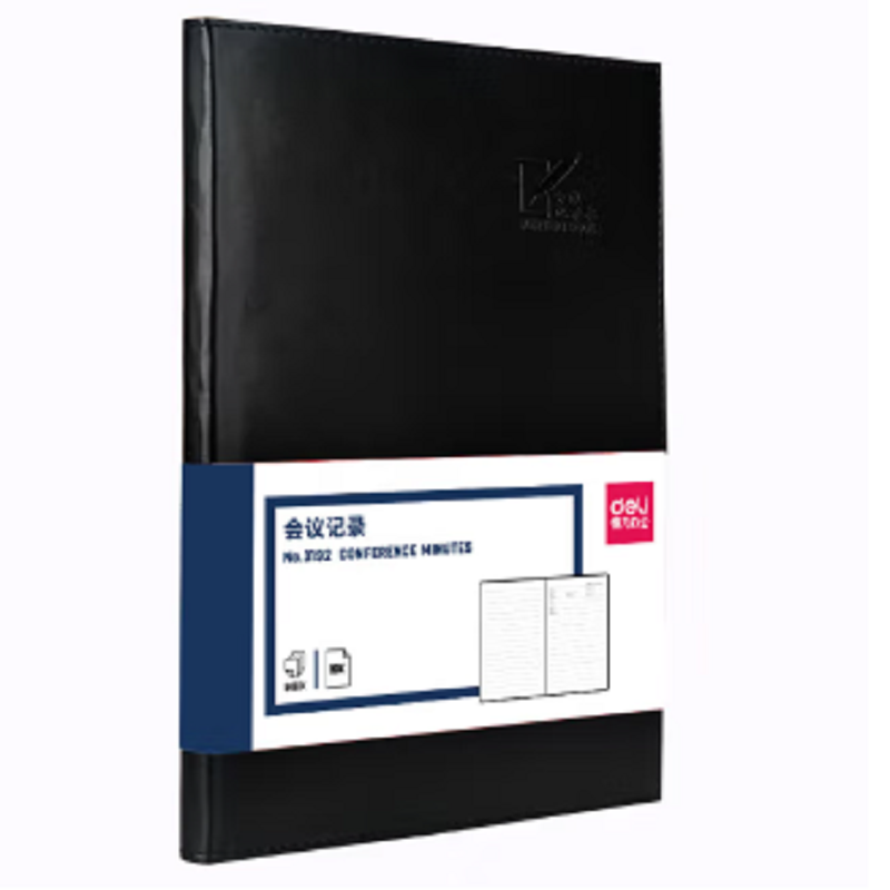 得力 deli 3192 皮面本16K 黑色 会议记录本96张仿皮日记本办公商务记录本子办公用品 计价单位:个