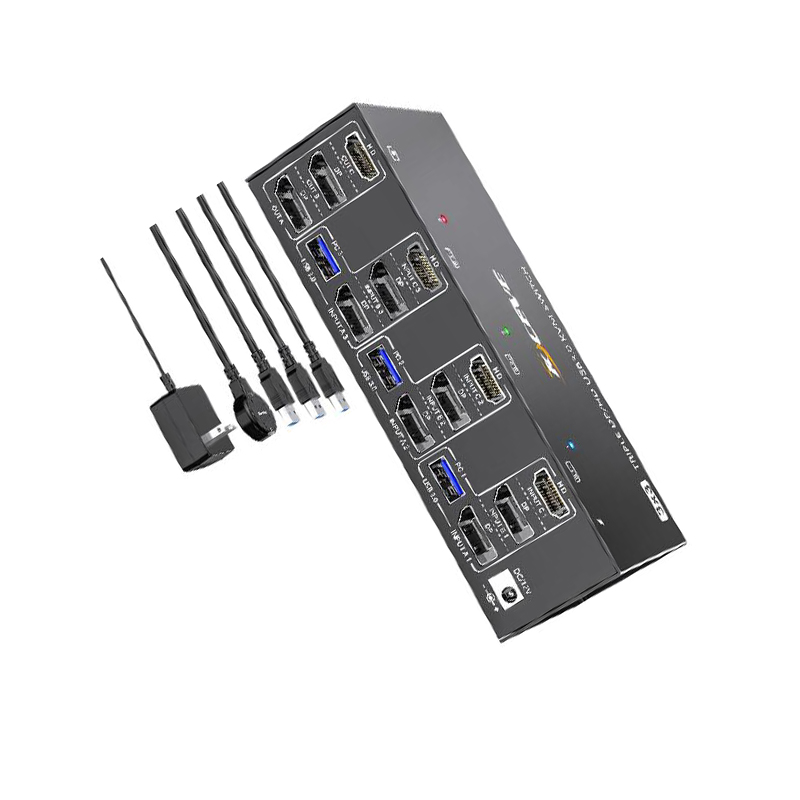 IMAK  KC-KVM303DH 1*HDMI+2DP 切换器 三进三出 +配件USB3.0线*3/线控*1/电源*1   计价单位:台