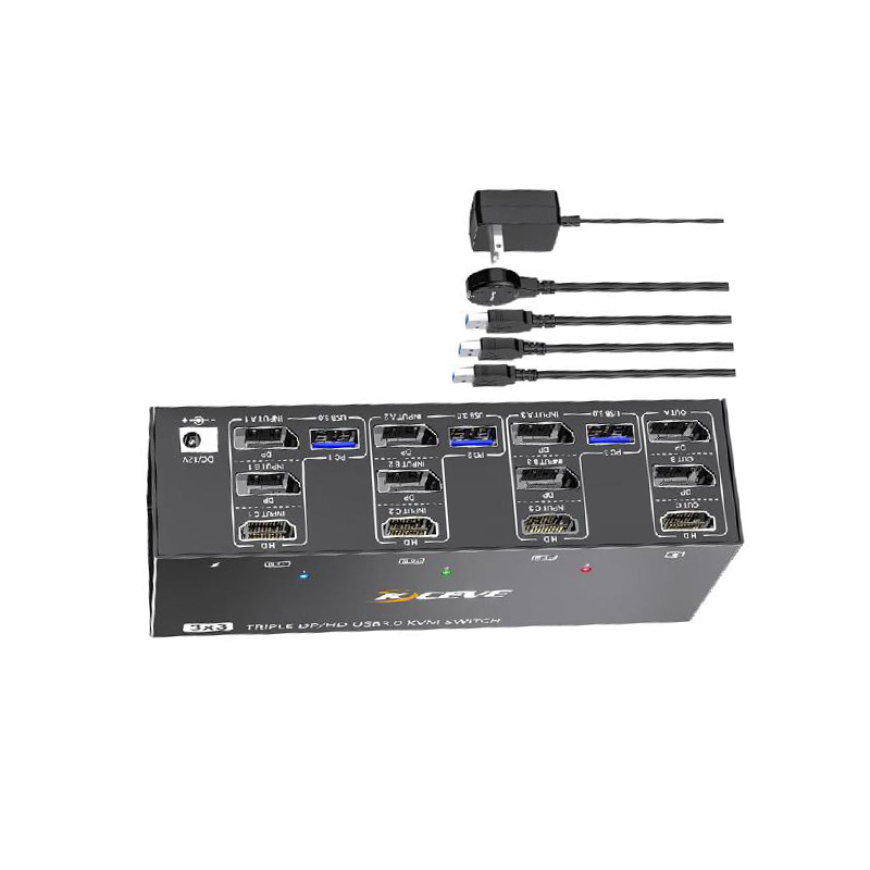 IMAK  KC-KVM303DH 1*HDMI+2DP 切换器 三进三出 +配件USB3.0线*3/线控*1/电源*1   计价单位:台