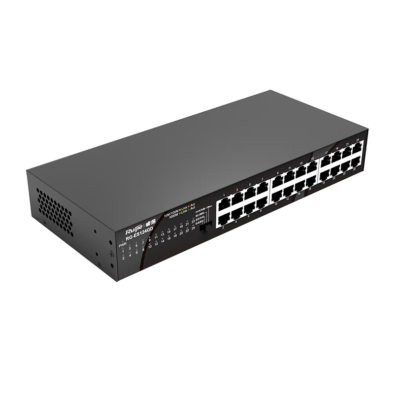 锐捷  RG-ES124GD-E 24口千兆交换机 非网管型 即插即用 安防办公监控 可上机架 替代ES124GD 计价单位:台
