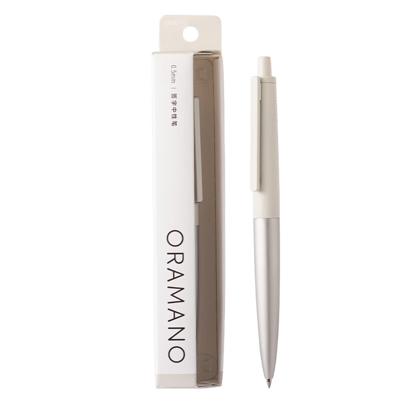 得力 deli A9-05 臻顺滑金属按动签字中性笔 黑0.5mm 皦玉色 1支/盒装 计价单位:盒 得力 deli A9-05 臻顺滑金属按动签字中性笔 黑0.5mm 皦玉色 1支/盒装 计价单位:盒