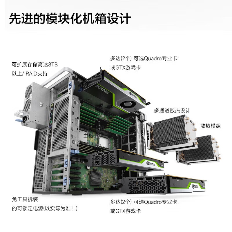 戴尔 DELL T7920 图形工作站 设计电脑GPU工深度学习虚拟化1*6226R 64G/512G+2T/RTX4000Ada 计价单位:台
