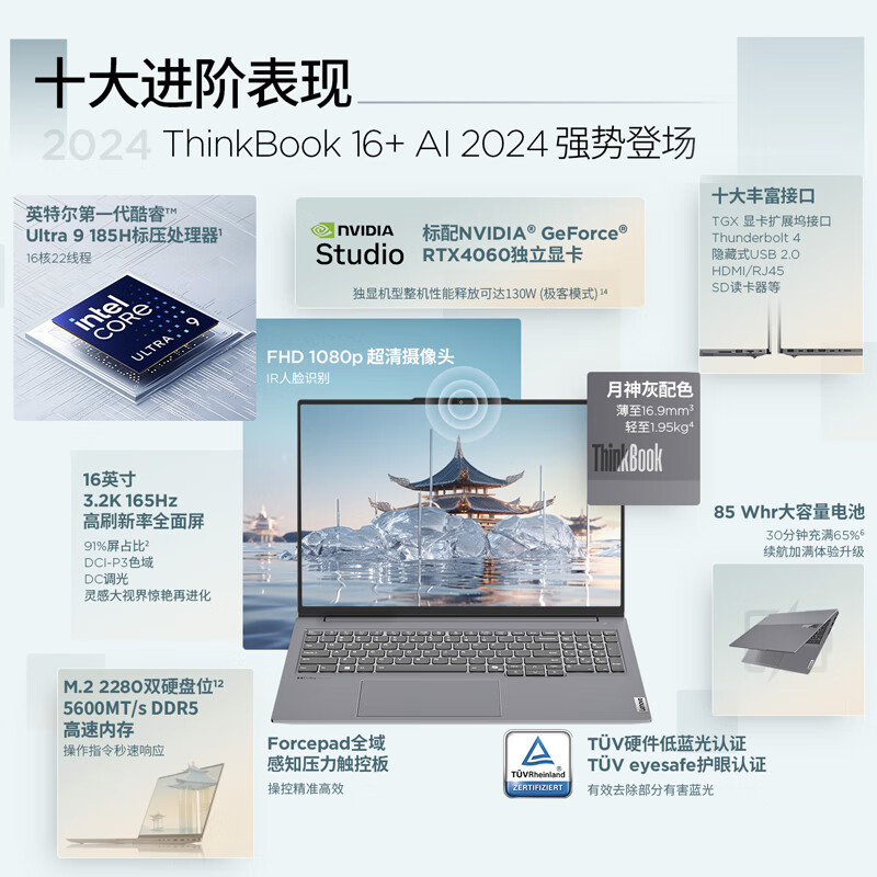 Thinkpad  16+ 2024 AI全能本 英特尔酷睿Ultra9 185H 16英寸 32G 1T 3.2K RTX4060 计价单位:台