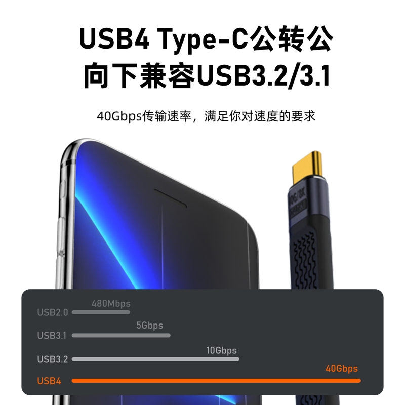 欧艾思  Type-C公对公侧弯头 240W超短数据线 计价单位:根