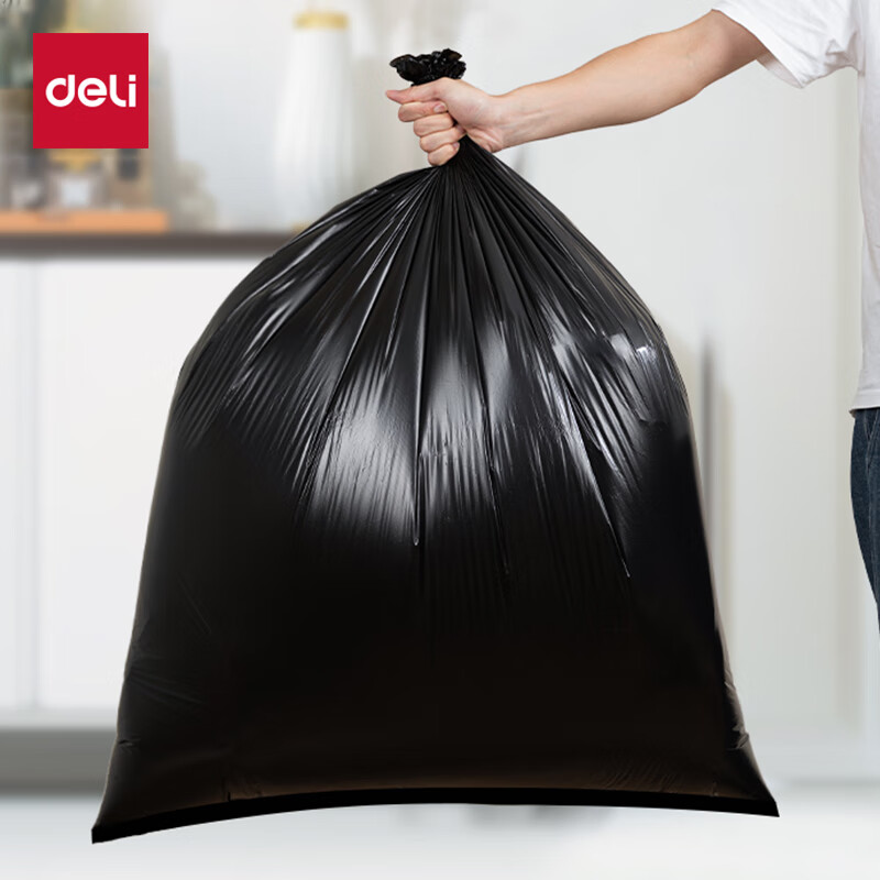 得力 deli LQ507 物业垃圾袋 黑色 80*100cm 50只/包 计价单位:包