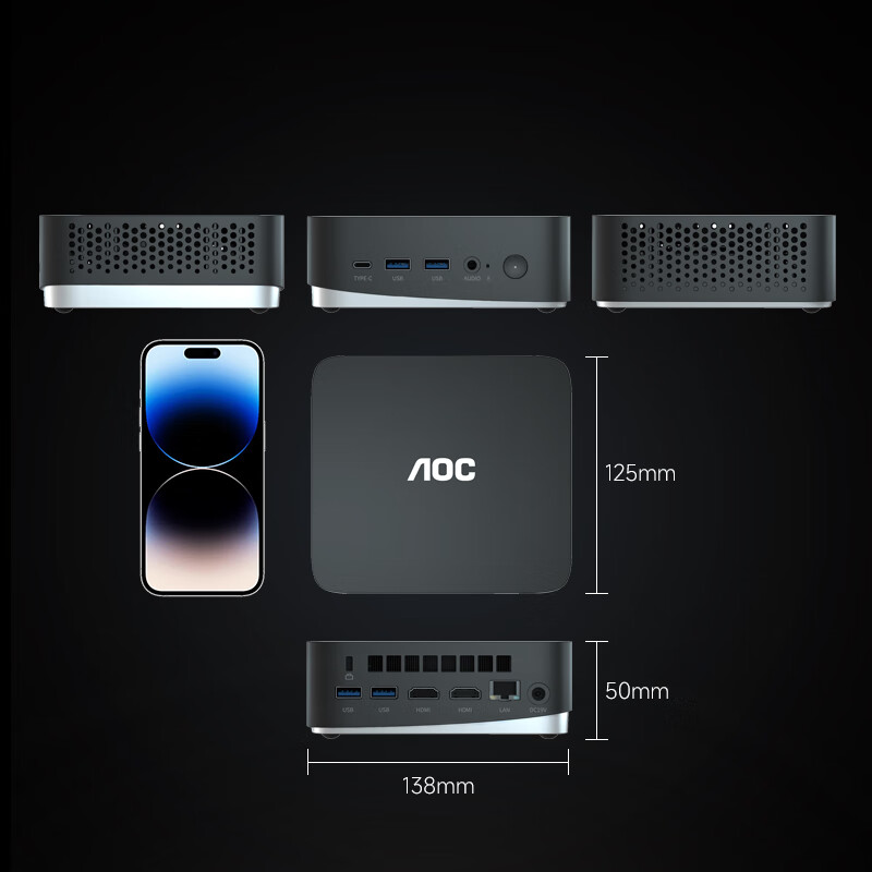 AOC  D024M6-2B5H48 迷你台式主机 MiniPC M6 I5 12450H 16G 3200 512G nvme/集显 计价单位:台
