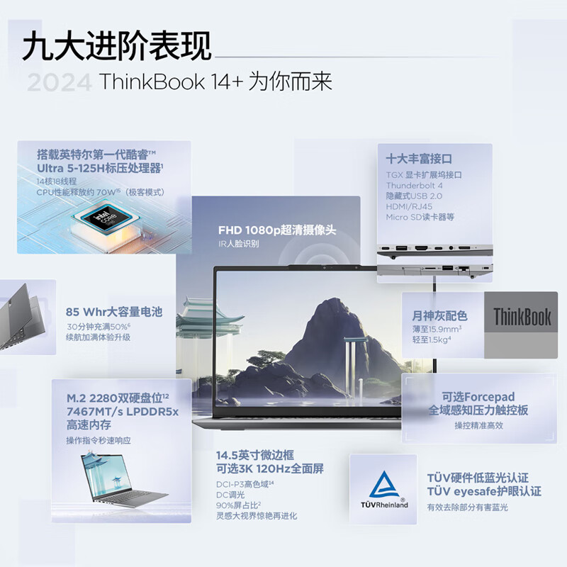 Thinkpad  ThinkBook 14+ 笔记本电脑 Ultra 5-125H 32G内存 1T固态硬盘 14英寸 3K 集显 Win11家庭 计价单位:台