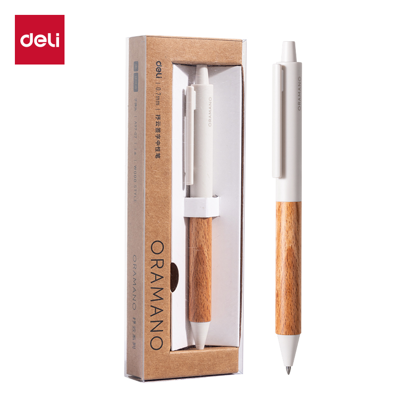 得力 deli A97-07 中性笔 0.7mm子弹头 柔杏色 计价单位:盒