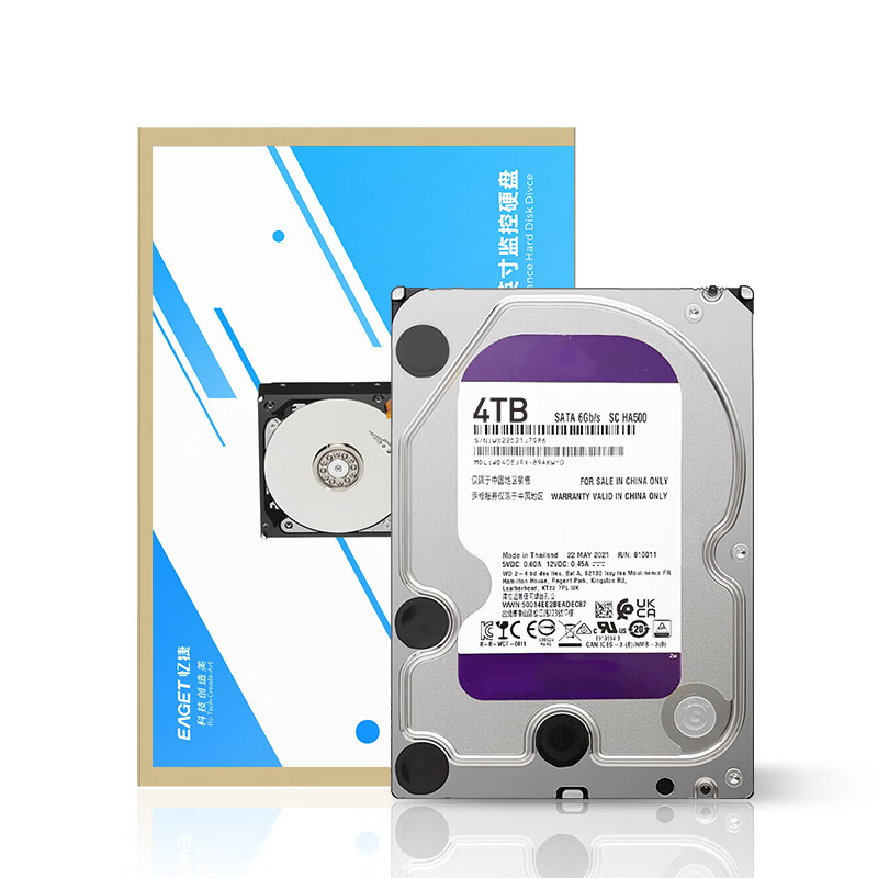 忆捷 EAGET MG01-4T  机械硬盘 5400转 WD10EJRX 4TB监控硬盘  计价单位:个