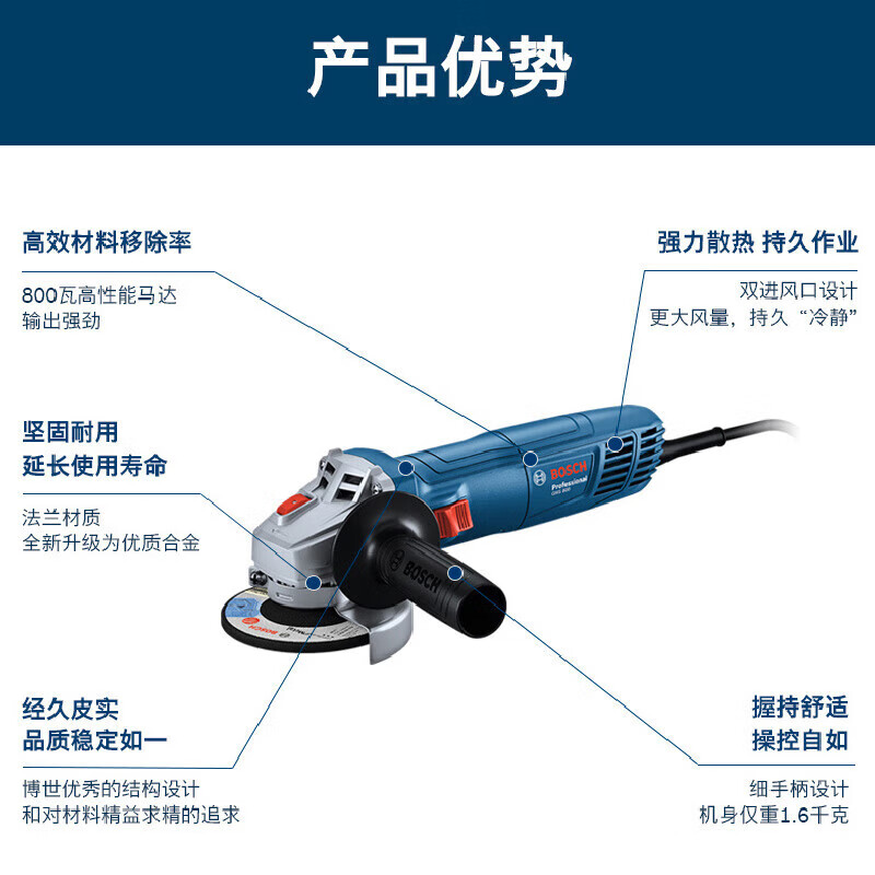 博世 BOSCH  GWS800  角磨机 新品升级款【专业打磨+塑箱】 计价单位:个