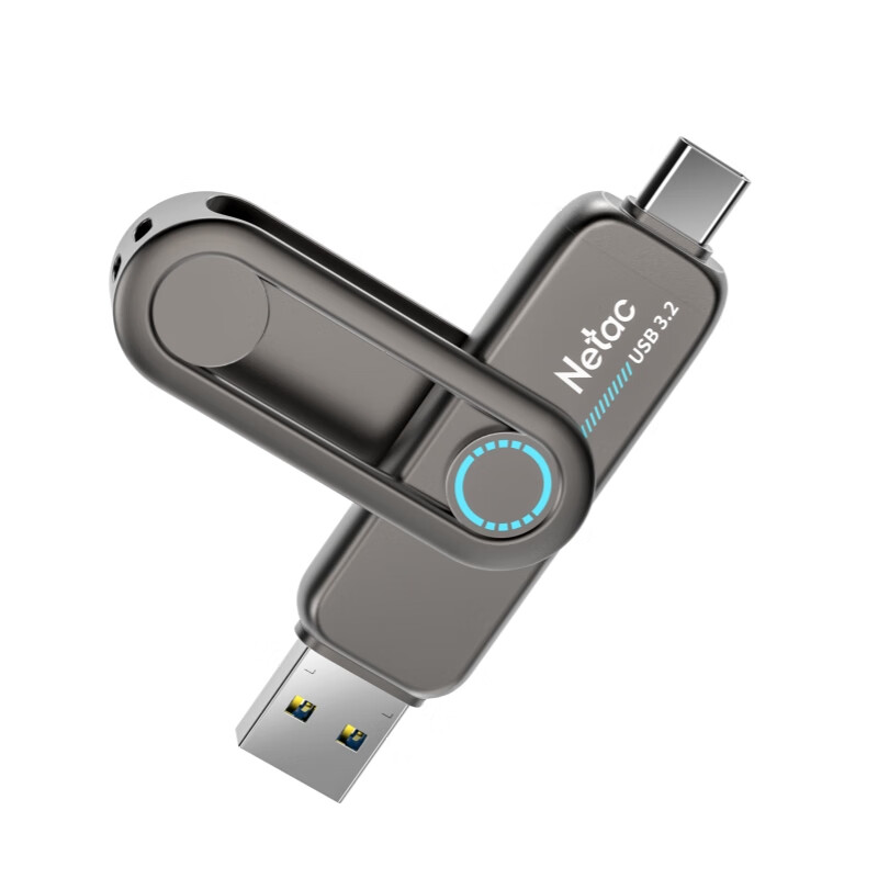 朗科 Netac US7-512G 固态U盘 US7 512G USB3.2+TYPE-C 读速550M/S 深灰色 计价单位:个
