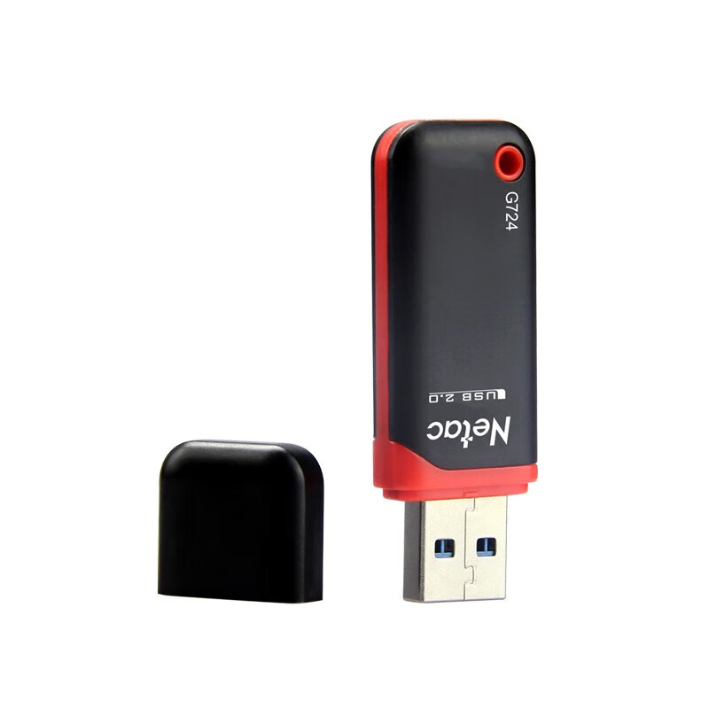 朗科 Netac G724-64G  U盘  USB2.0 带盖帽 红黑色 计价单位:个