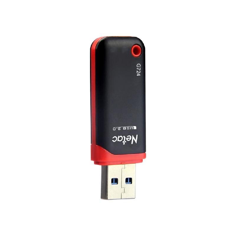 朗科 Netac G724-64G  U盘  USB2.0 带盖帽 红黑色 计价单位:个