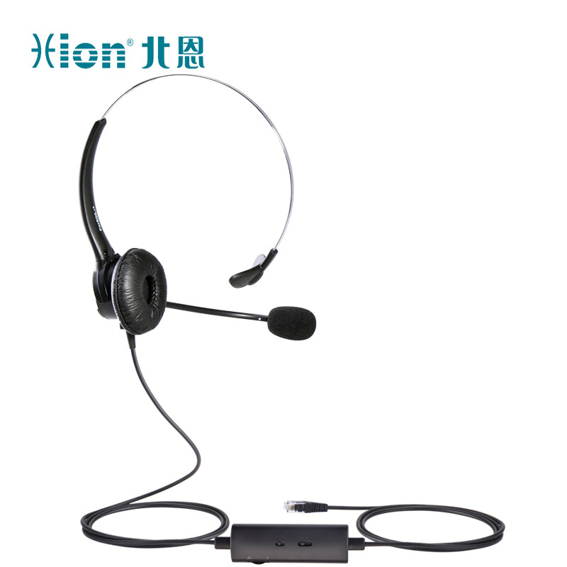北恩 HION FOR600-B4.1 头戴式单耳话务员耳机/电话耳麦/呼叫中心客服/坐席电销耳麦-直连水晶头+调音量+闭音 计价单位:组