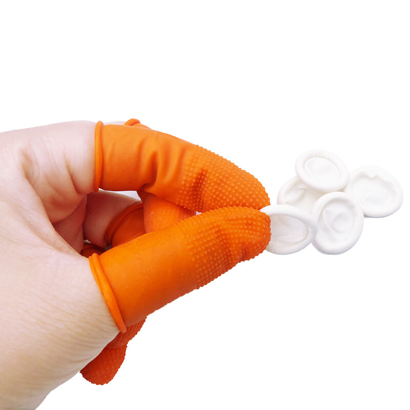 谋福  163 乳胶手指套 橘色带麻点 大号(100只) 计价单位:包