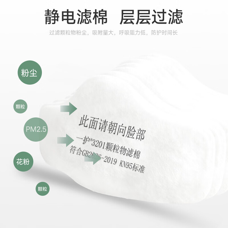 一护  3201B 硅胶防尘口罩 kn95防雾霾PM2.5面具 计价单位:个