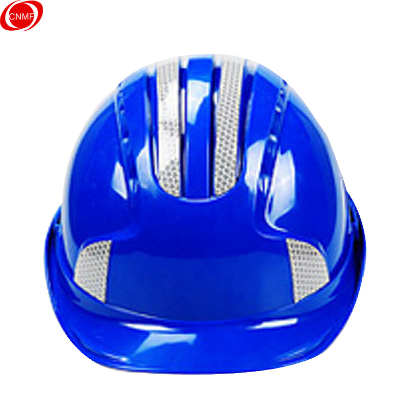 谋福  9962 五筋透气ABS反光安全帽  防砸防护头盔 蓝色反光条 计价单位:个