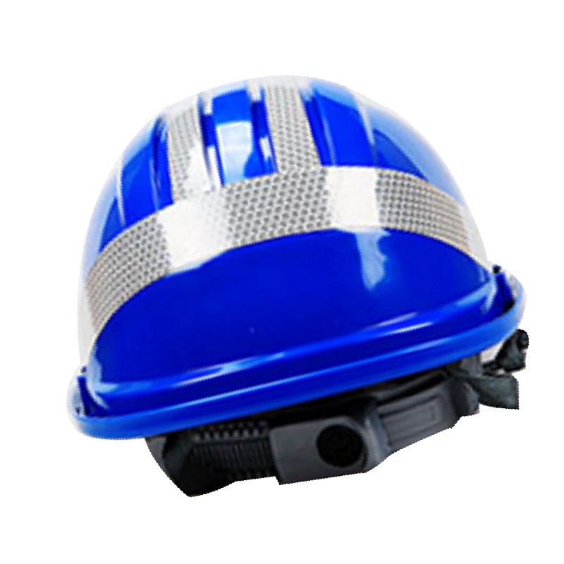 谋福  9962 五筋透气ABS反光安全帽  防砸防护头盔 蓝色反光条 计价单位:个