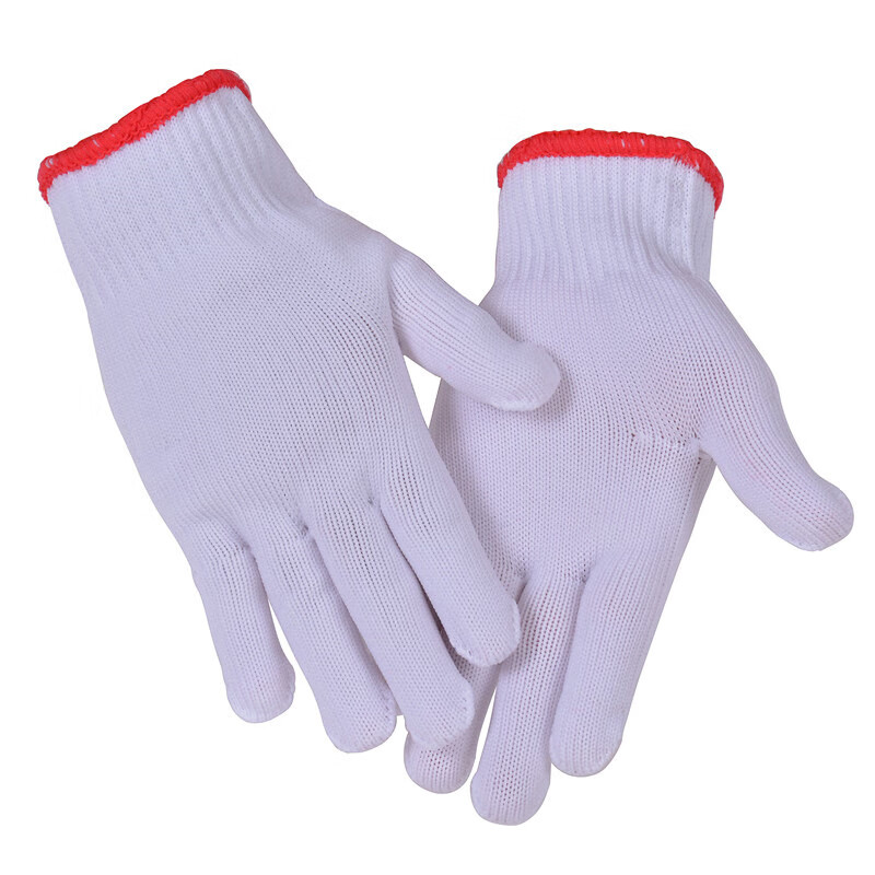 谋福  tj852 手套 500g十针尼龙针织加厚防滑透气耐磨劳保手套  白色12双装 计价单位:打