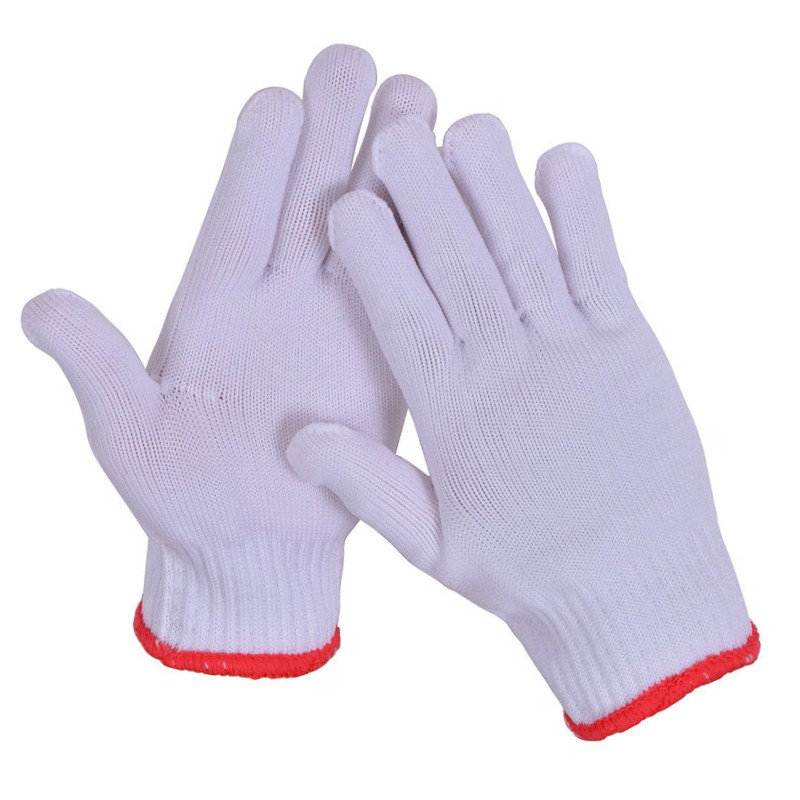 谋福  tj852 手套 500g十针尼龙针织加厚防滑透气耐磨劳保手套  白色12双装 计价单位:打