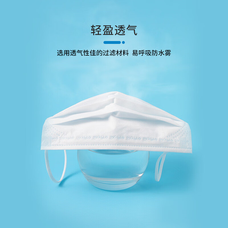 谋福  12 一次性口罩 三层防护无菌透气防尘飞沫 10片装/袋 蓝色 计价单位:袋