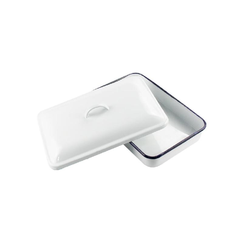 海斯迪克  HKCL-267 搪瓷托盘 白色实验室化工消毒盘 方形盘 带盖加厚 单个20*30cm 计价单位:个