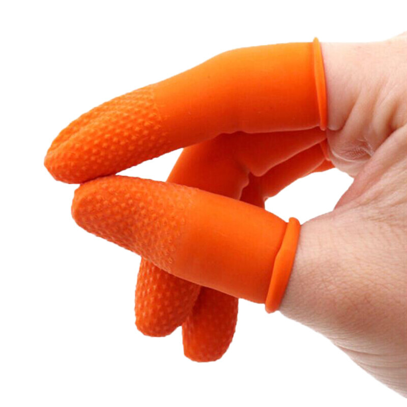 海斯迪克  HKCL-470 加厚防滑手指套 乳橡胶护指实验室防护 100只装 橘黄色 2.9cm L码 计价单位:盒