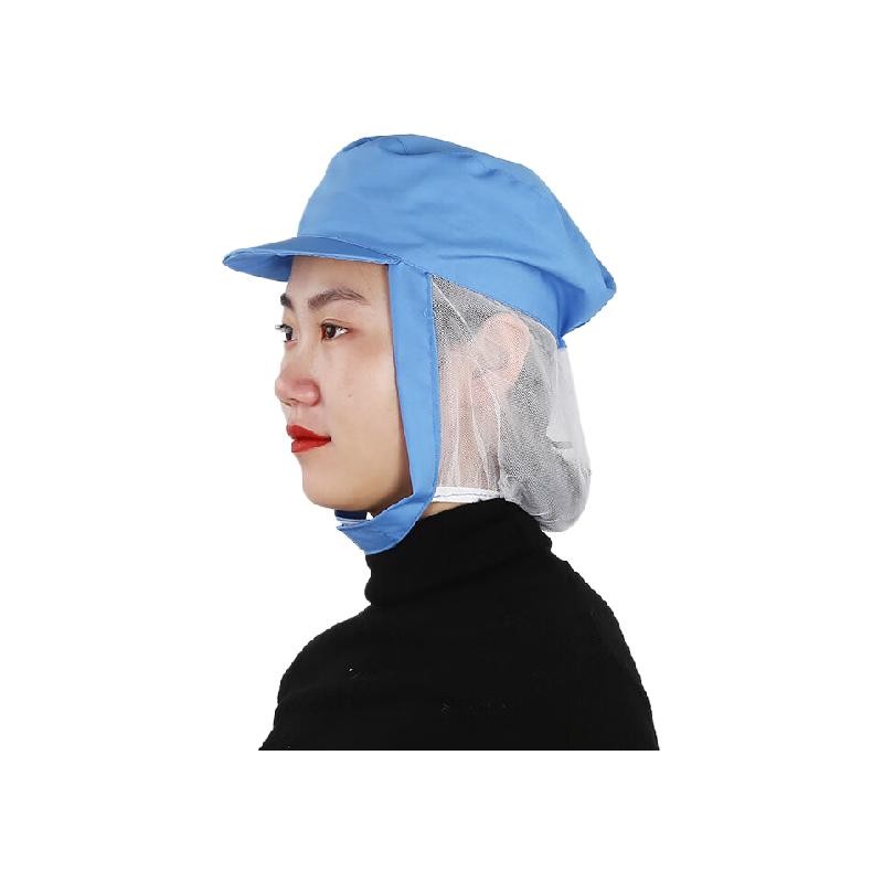 谋福  tj1848 工作帽  披肩包头帽 （蓝色半网） 计价单位:个