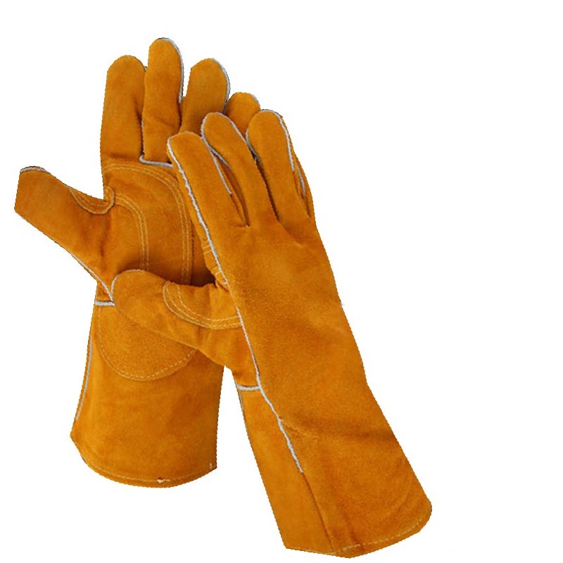 谋福  345 防火线长款牛皮手套耐用隔热防护手套 （牛皮手套 40厘米） 计价单位:双