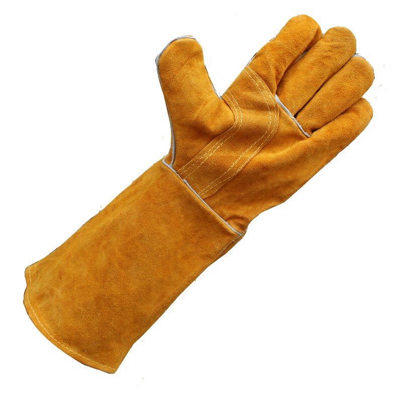 谋福  345 防火线长款牛皮手套耐用隔热防护手套 （牛皮手套 40厘米） 计价单位:双