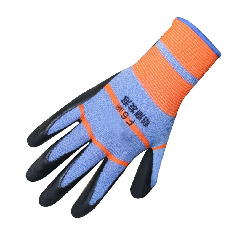 谋福  红兰条纹F6乳胶发泡 劳保手套 （1打） 计价单位:打