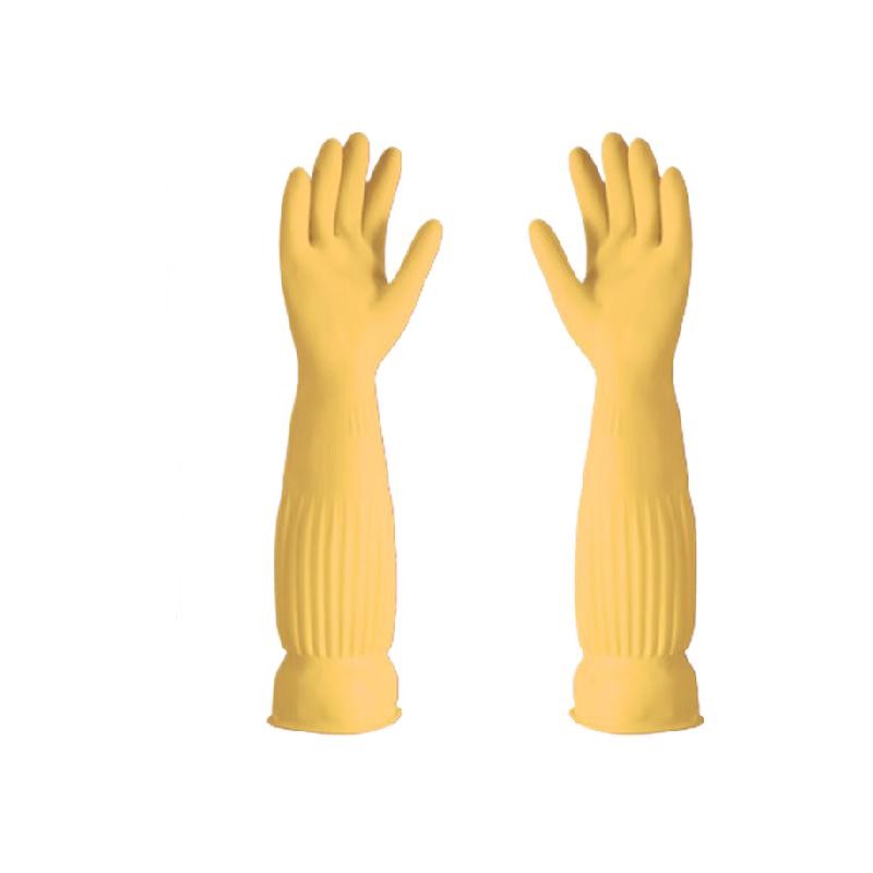 谋福  S 牛筋加厚加长橡胶手套 (45cm本色不加绒) 计价单位:双