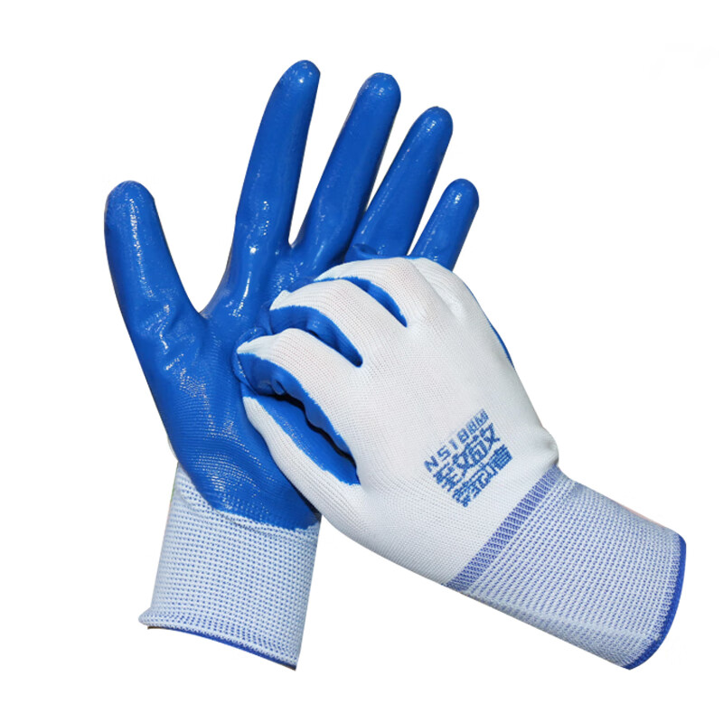 谋福  白兰丁腈42克左右 劳保浸胶挂胶手套 防滑套防护手套  （1打） 计价单位:打